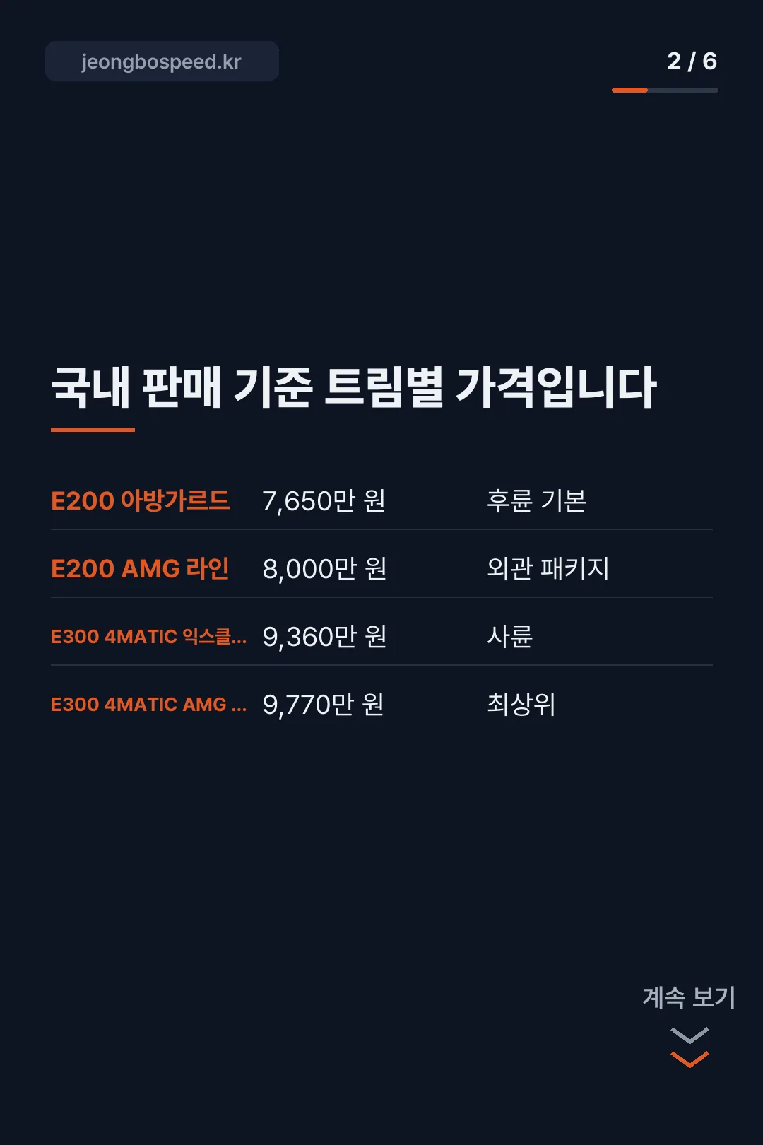 2026 메르세데스-벤츠 E클래스 모의견적 카드뉴스 2