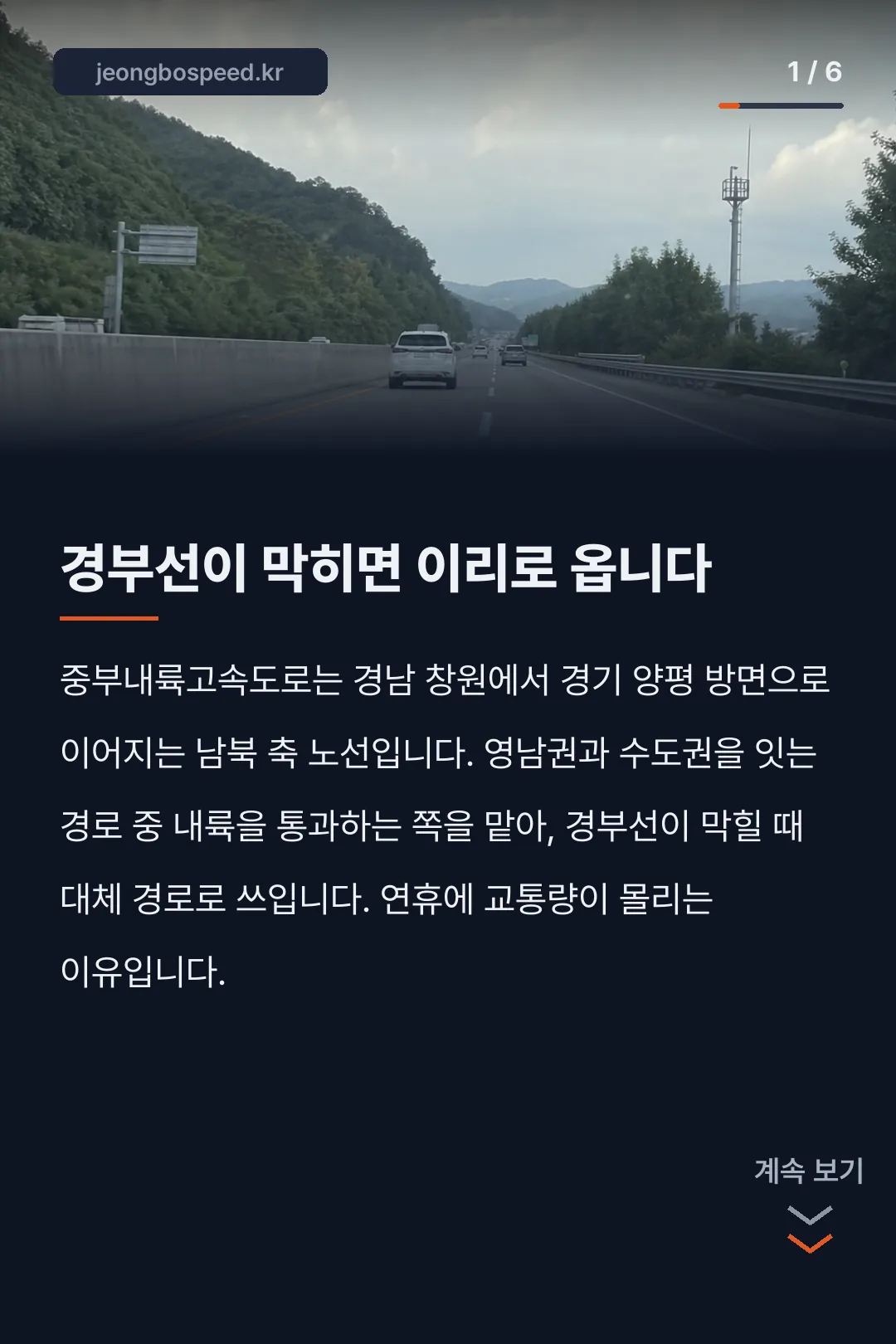 중부내륙고속도로 교통상황 카드뉴스 1