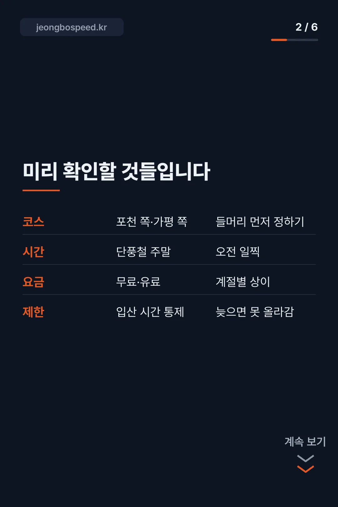 운악산 주차장 안내 카드뉴스 2