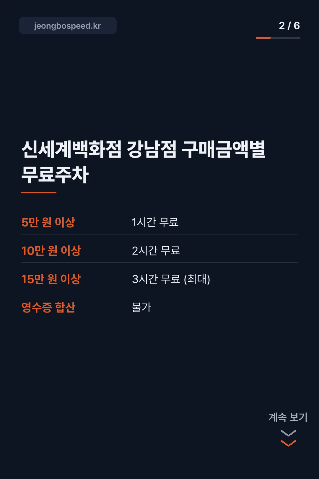 신세계백화점 강남점 주차 카드뉴스 2